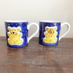 Starbucks Deruta BEAR Hand Painted Christmas Mug Italy Exclusive Set Of 2